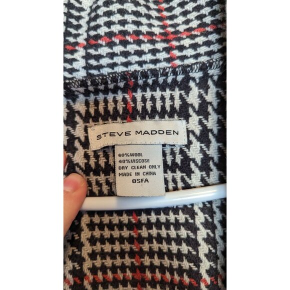 Steve Madden Houndstooth Patterned Wool Blend Scarf With Fringe Trim OSFA - Picture 4 of 4